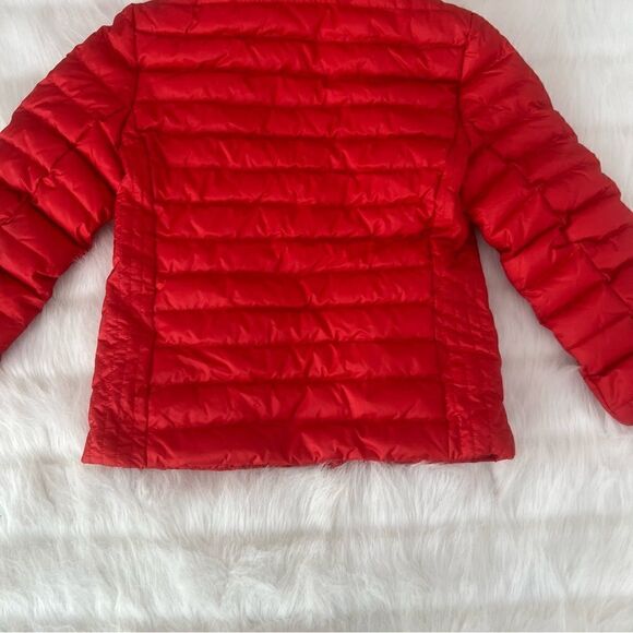 Bogner Kids Orange Red Down Ski Jacket with Hoodie (M) - Picture 9 of 10